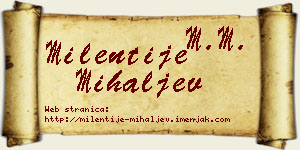Milentije Mihaljev vizit kartica